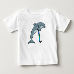 Dolphin at Hockey with Hockey stick T Shirt