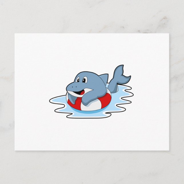 Dolphin at Swimming with Swim ring.PNG Vykort (Framsida)