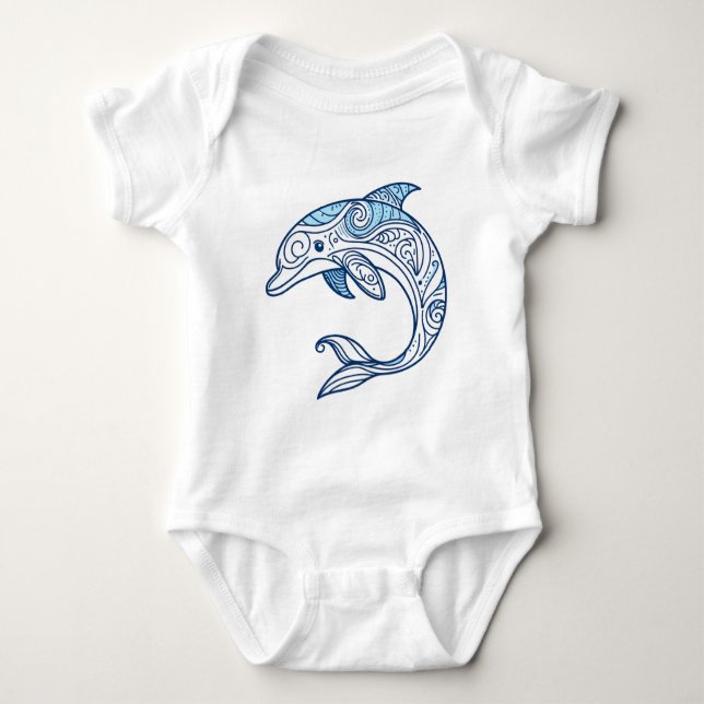 Dolphin Baby Bodykostin T Shirt (Framsida)