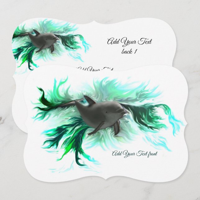 Dolphin Baby Inbjudningar (Fram/baksida)