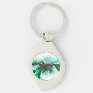 Dolphin Baby Swirl Silverfärgad Nyckelring