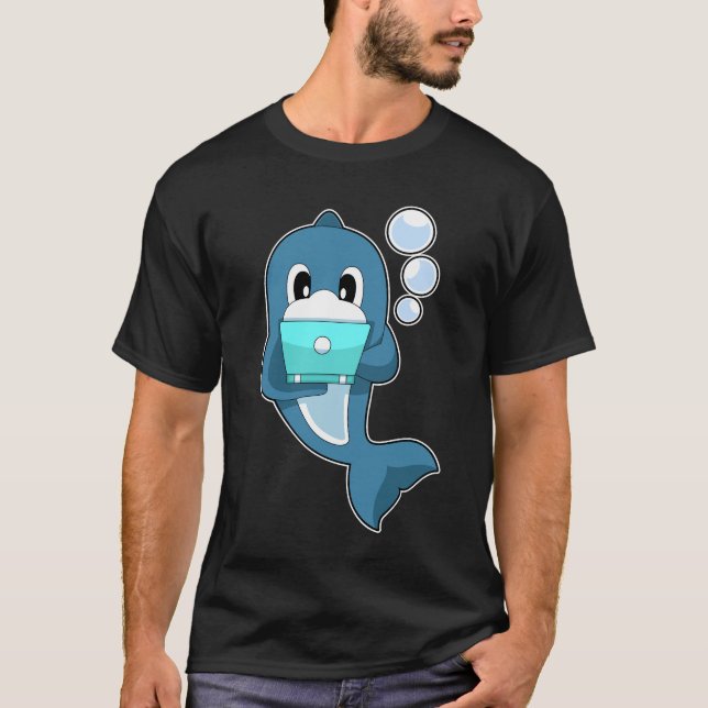 Dolphin bärbar dator t shirt (Framsida)