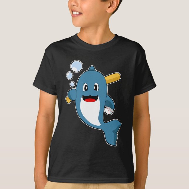 Dolphin Baseball Baseball fladdermus T Shirt (Framsida)