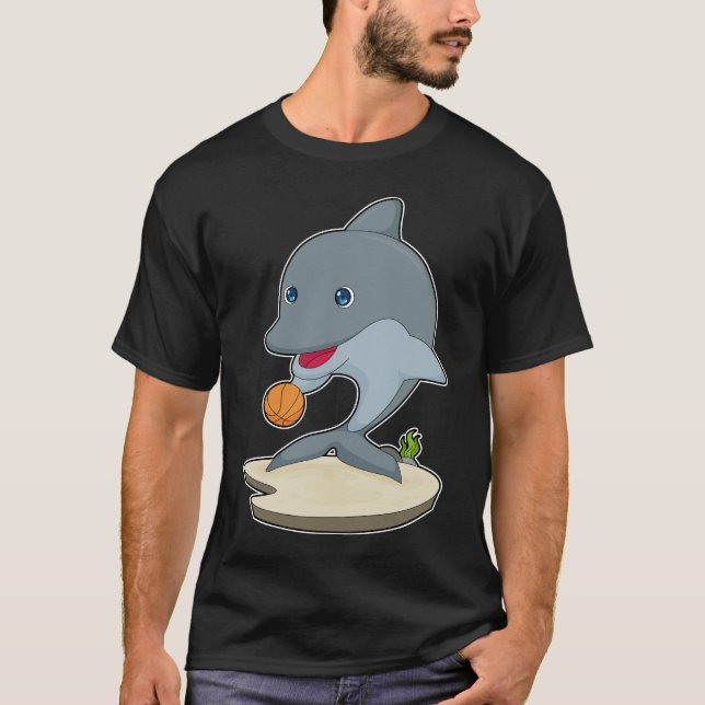 Dolphin Basketball Player Basketball T Shirt (Framsida)