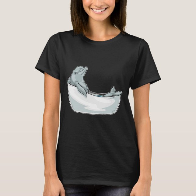 Dolphin Bathe Bathtub T Shirt (Framsida)