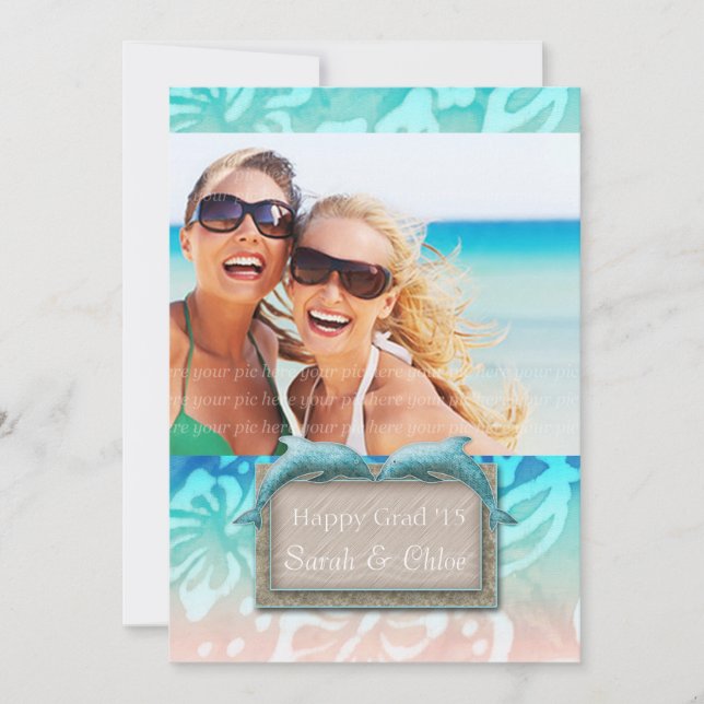 Dolphin Beach Grad Luau Party annons Photo Inbjudningar (Framsida)