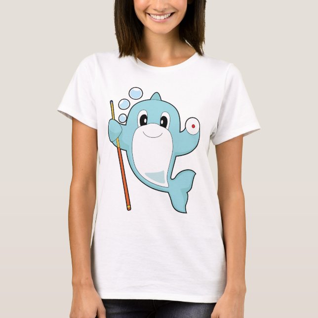 Dolphin Billiard Queue T Shirt (Framsida)