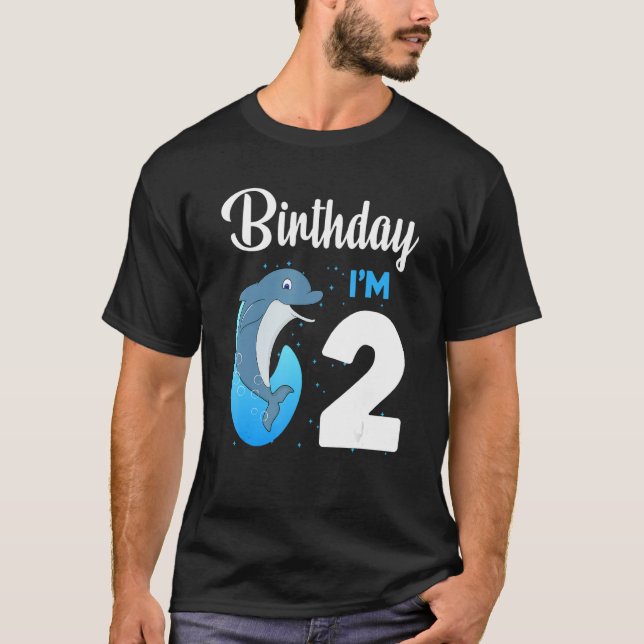 Dolphin Birthday 2 Year Old Kids Boys Girls Dolphi T Shirt (Framsida)