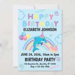 Dolphin Birthday Invitation in Blue Inbjudningar