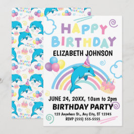 Dolphin Birthday Invitation in White Inbjudningar