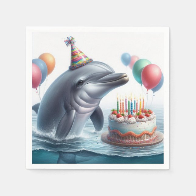 Dolphin Birthday Pappersservett (Framsidan)