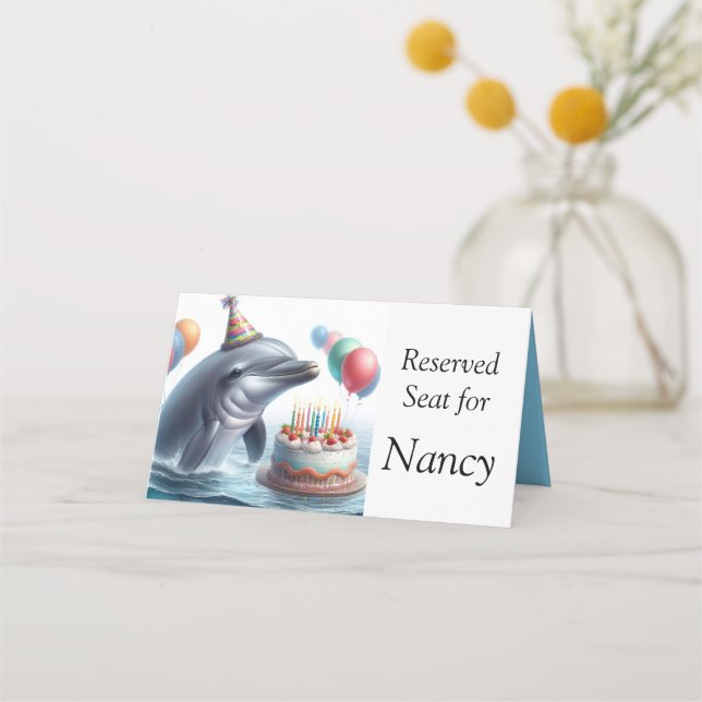 Dolphin Birthday Placeringskort (Framsida)