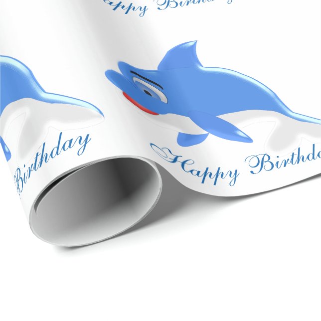 Dolphin Birthday Presentpapper (Rullad Hörn)