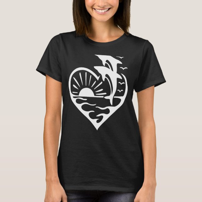 Dolphin Blommigt Dolphin Heart Sea Animal T Shirt (Framsida)