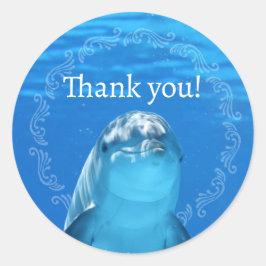 Dolphin Blue Ocean Tack Runt Klistermärke