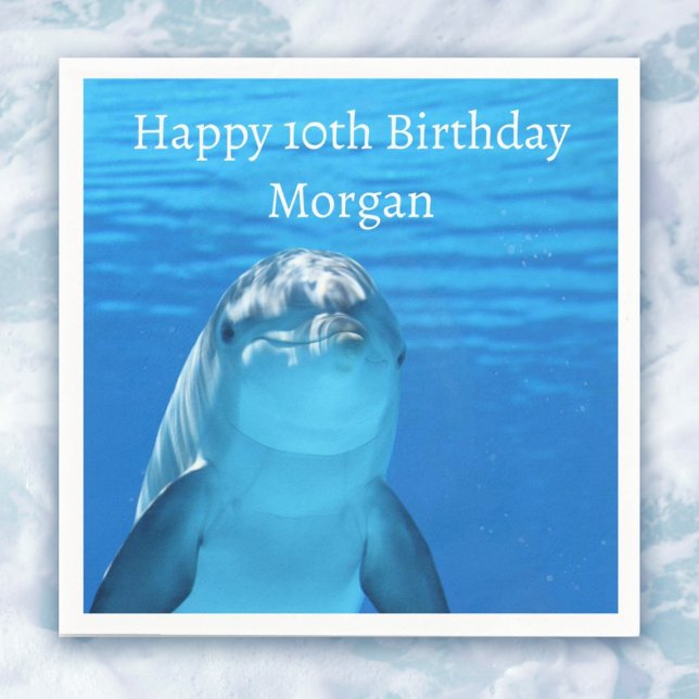 Dolphin Blue Ocean Tionde Födelsedagsfesten Pappersservett (Dolphin Blue Ocean 10th Birthday Party Napkins
Name and age template Dolphin in the Blue Ocean)