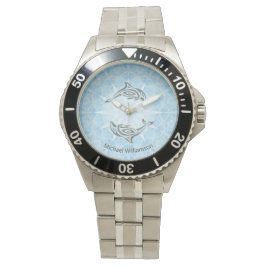 Dolphin Blue White Star Maritime Monogram Armbandsur