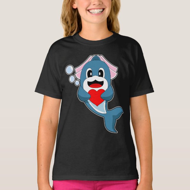 Dolphin Bride Heart Bröllop T Shirt (Framsida)