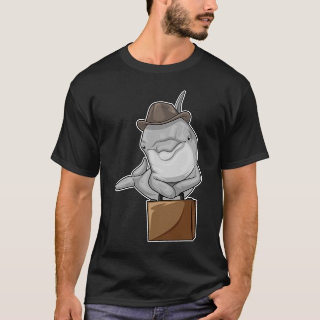 Dolphin Businessman Briefcase T Shirt (Framsida)