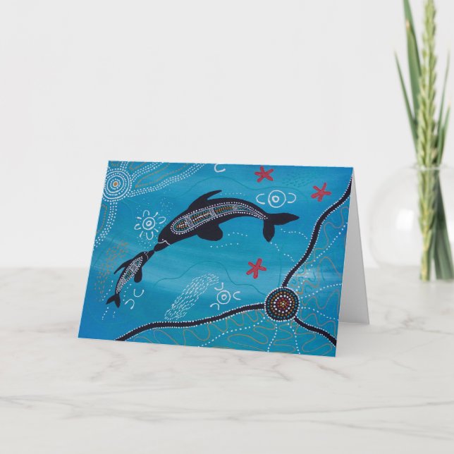 Dolphin & Calf Dreaming Kort (Framsida)