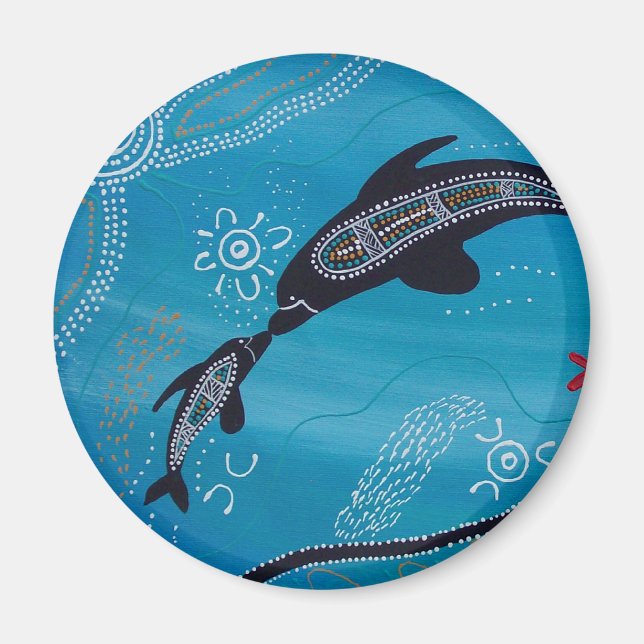 Dolphin & Calf Dreaming Magnet (Framsidan)