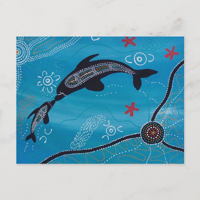 Dolphin & Calf Dreaming Vykort (Framsida)
