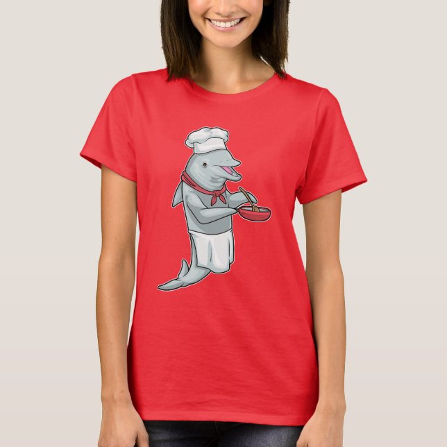 Dolphin Chef Pan Cook T Shirt (Framsida)