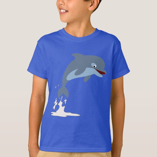 Dolphin Children T- Shirt, Cute Roligt- Loving Tec Tee (Framsida)