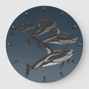 Dolphin Clock Pacific White Sied Dolphin Clock Stor Klocka