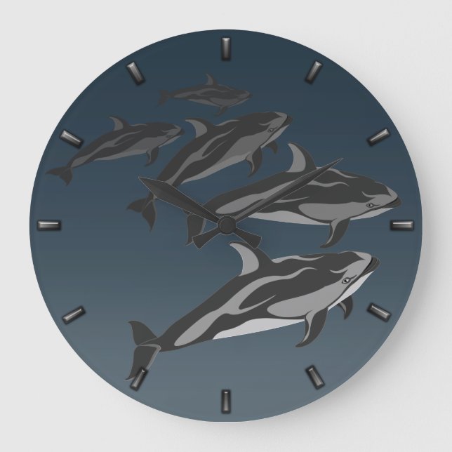 Dolphin Clock Pacific White Sied Dolphin Clock Stor Klocka (Framsida)