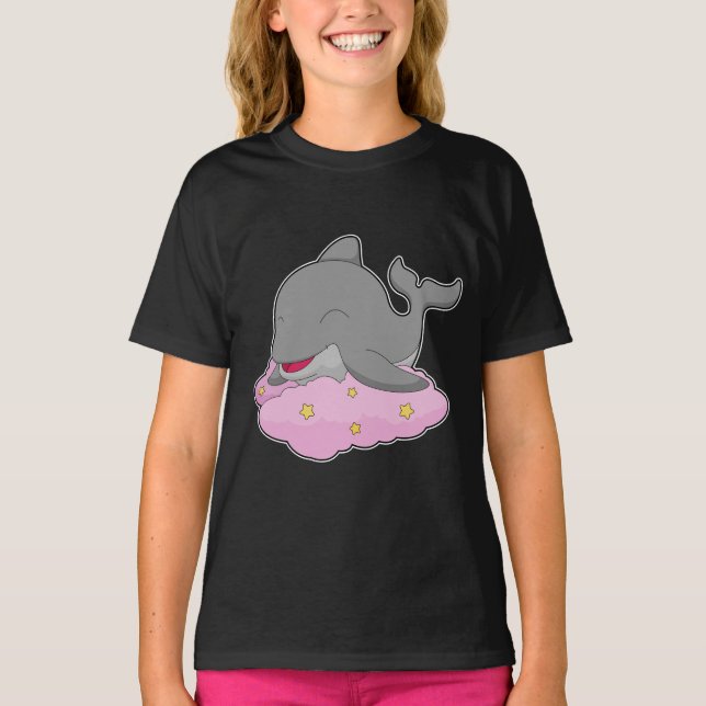 Dolphin Clouds Stars T Shirt (Framsida)