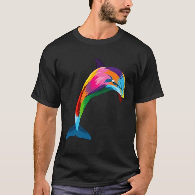 Dolphin Colorful Animals Watercolor Painting Dolph T Shirt (Framsida)