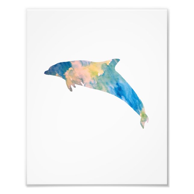 Dolphin Colorful Watercolor Fototryck (Framsidan)