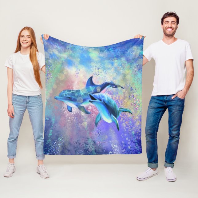 Dolphin Couple Fleece Blanket (På plats)