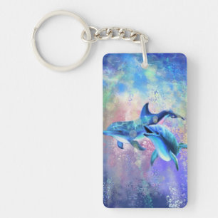 Dolphin Couple Keychain Lycklig-familjen