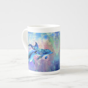 Dolphin Couple Mugg Family Kärlek Benporslin Mugg
