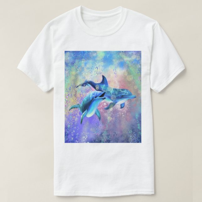 Dolphin Couple T-Shirt-familjen T Shirt (Design framsida)