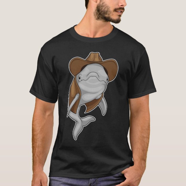 Dolphin Cowboy Cowboyhatt T Shirt (Framsida)