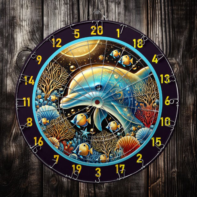 Dolphin Dance Coral Reef Dartboard Darttavla (Skapare uppladdad)