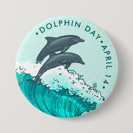 Dolphin Day, delphin hoppande vinkara Knapp