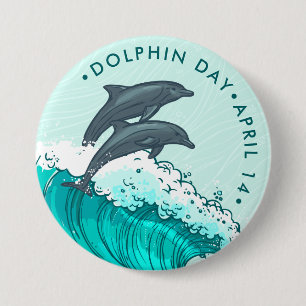 Dolphin Day, delphin hoppande vinkara Knapp