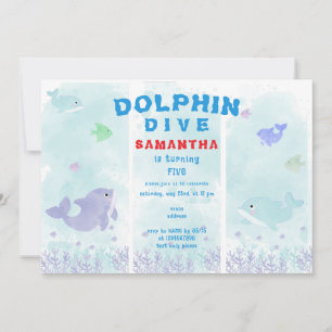 Dolphin Dive Aquarium Ocean Simma Barns födelsedag Inbjudningar