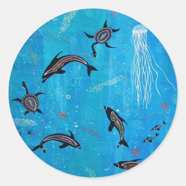 Dolphin Dreaming Runt Klistermärke (Framsida)