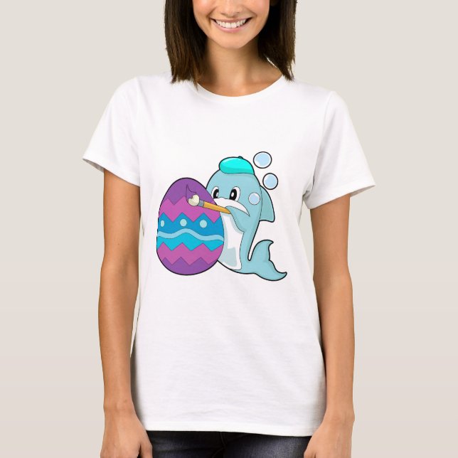 Dolphin Easter Painting T Shirt (Framsida)