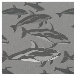 Dolphin Fabric Dolphin Art Natural Linen Fabric Tyg