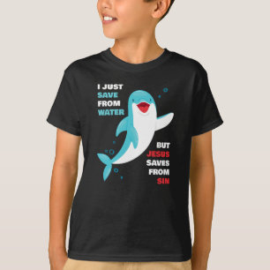 Dolphin Faith Kids Jesus Saves från Sin Christian T Shirt
