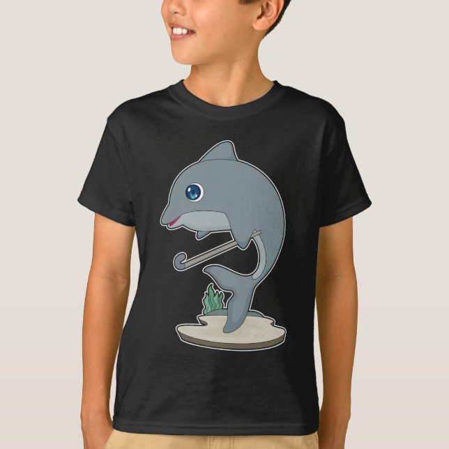 Dolphin Fält hockey Hockey stick T Shirt (Framsida)