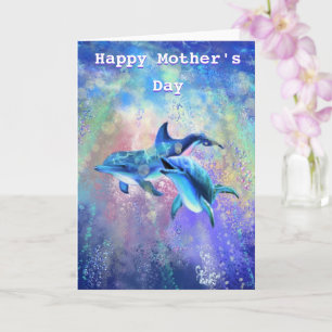 Dolphin-familjen för Lycklig Mors dag-kort Kort