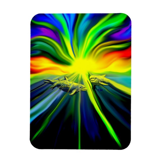 Dolphin Family in Sunshine Magnet (Vertikal)