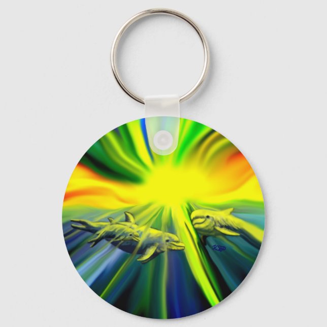 Dolphin Family in Sunshine Nyckelring (Framsida)